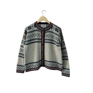Vintage Alpaca Imports Medium Sweater Cardigan Alpaca Wool Peru Womens READ
